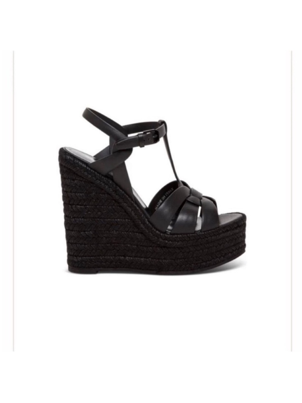 Yves Saint Laurent Black Espadrille Wedge Sandals